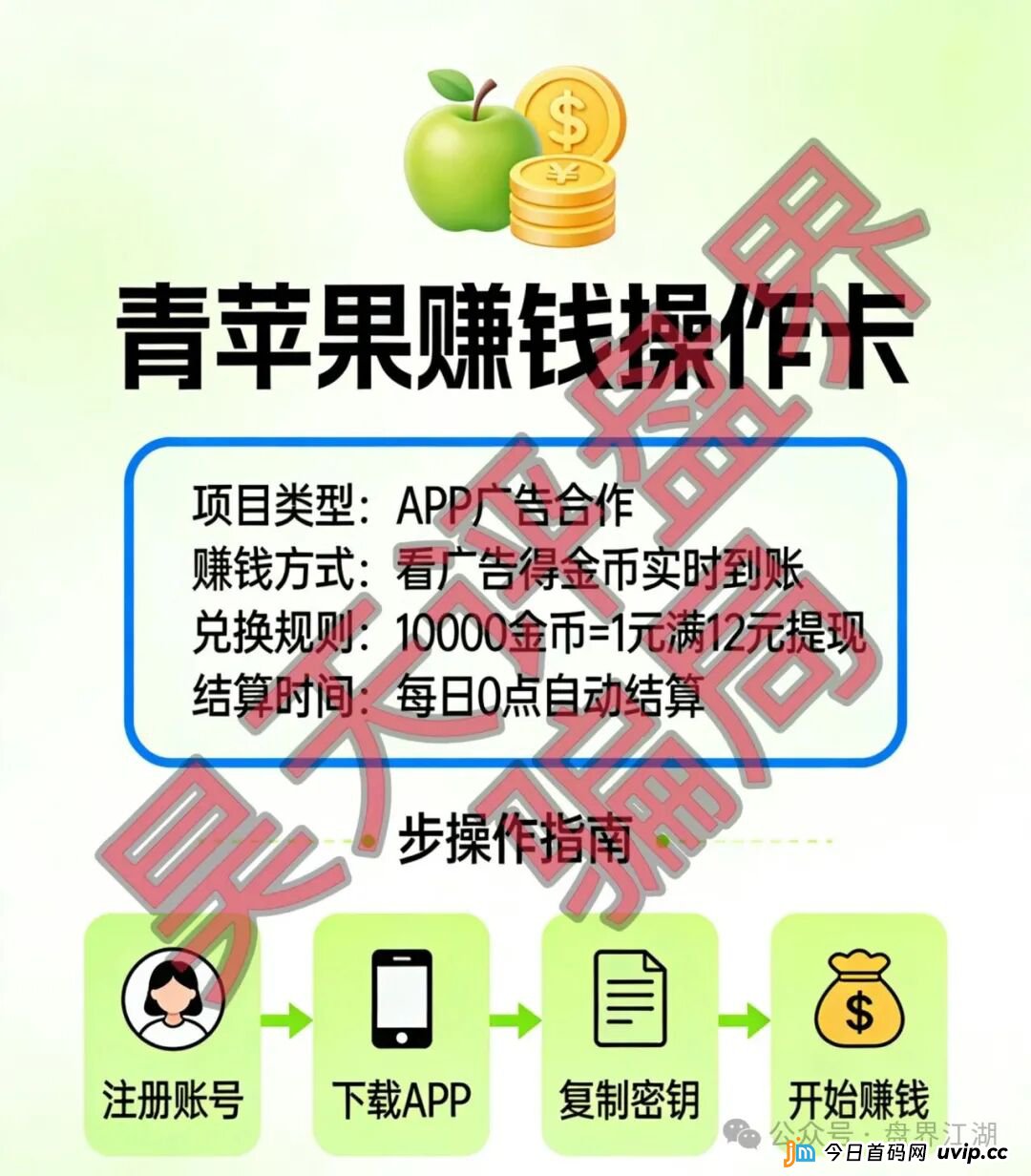 青苹果/金苹果是诈骗资金盘，打着刷广告名义，实际是骗局
