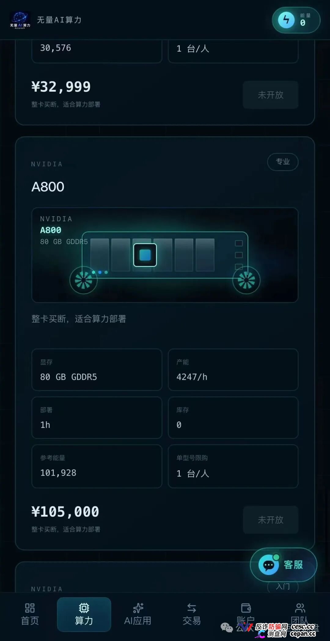 紧急预警｜“无量AI算力”：A800标价10万5，库存0，未开放——你买的不是显卡，是APP里的一串数字(2)